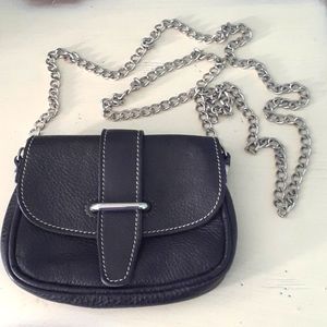 ! Roots small leather crossbody bag chain link strap